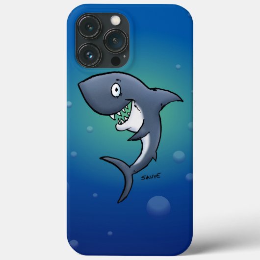 青い背景おもしろいに微笑むサメ Case-Mate iPhoneケース (裏面)