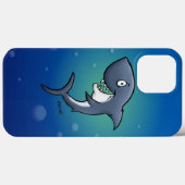 青い背景おもしろいに微笑むサメ Case-Mate iPhoneケース (裏面 (横))