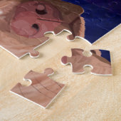 青い背景が付いている赤い鼻のピット・ブル ジグソーパズル (側面)