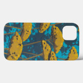 青い背景が付いている金Yarrowの庭 Case-Mate iPhoneケース (裏面 (横))
