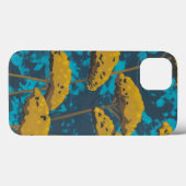 青い背景が付いている金Yarrowの庭 Case-Mate iPhoneケース (裏面 (横))