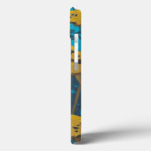 青い背景が付いている金Yarrowの庭 Case-Mate iPhoneケース (裏面 / 左)