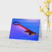 青い背景が付いている鍵 カード (黄色い花)