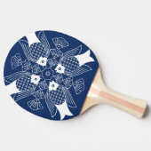青い背景との水中魚のデザイン 卓球ラケット (横)