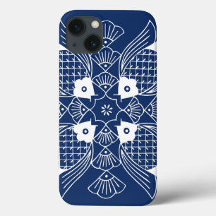 青い背景との水中魚のデザイン iPhone 13ケース