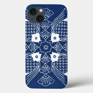 青い背景との水中魚のデザイン iPhone 13ケース