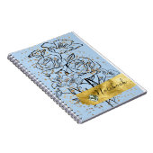 青い背景と花 ノートブック (右側)