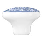 青い背景にエキゾチックな白の曼荼羅 セラミックノブ (側面)