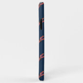 青い背景にオレンジ色の渦巻きトンボ模様 Case-Mate iPhoneケース (裏面/右)