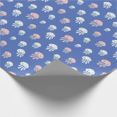 青い背景にクラゲ ラッピングペーパー (角)