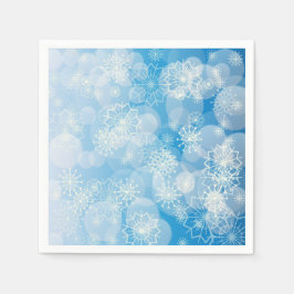 青い背景にクリスマスの雪の結晶 スタンダードカクテルナプキン