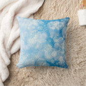 青い背景にクリスマスの雪 クッション (ブランケット)