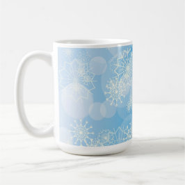 青い背景にクリスマスの雪 コーヒーマグカップ