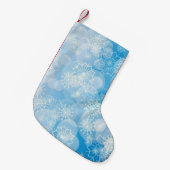 青い背景にクリスマスの雪 スモールクリスマスストッキング (正面 (吊り時))