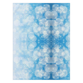 青い背景にクリスマスの雪 テーブルクロス