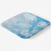 青い背景にクリスマスの雪 ペーパープレート (傾斜あり)