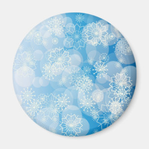 青い背景にクリスマスの雪 マグネット