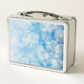 青い背景にクリスマスの雪 メタルランチボックス (裏面)