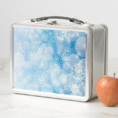 青い背景にクリスマスの雪 メタルランチボックス (インサイチュ)