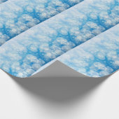 青い背景にクリスマスの雪 ラッピングペーパー (角)