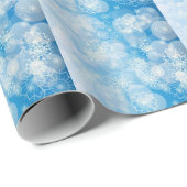 青い背景にクリスマスの雪 ラッピングペーパー (ロールコーナー)