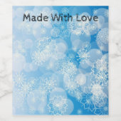 青い背景にクリスマスの雪 ワインラベル (シングルラベル)