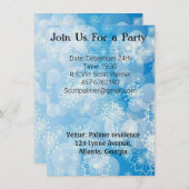 青い背景にクリスマスの雪 招待状 (正面/裏面)