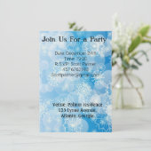 青い背景にクリスマスの雪 招待状 (スタンド正面)