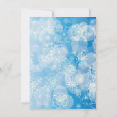 青い背景にクリスマスの雪 招待状 (裏面)