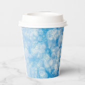 青い背景にクリスマスの雪 紙コップ (裏面)