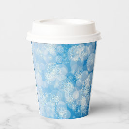青い背景にクリスマスの雪 紙コップ