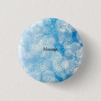 青い背景にクリスマスの雪 缶バッジ