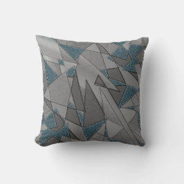 青い背景にグレーの三角形の切り出し、粗い クッション