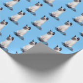 青い背景にシャムの子猫 ラッピングペーパー (角)