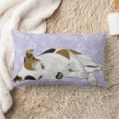 青い背景にジャック・ラッセルを眠らせるフローラ ランバークッション (ブランケット)