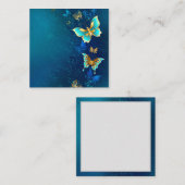 青い背景にチョウが黄金色に コーリングカード (正面/裏面)