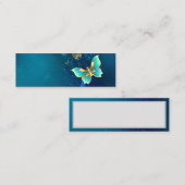 青い背景にチョウが黄金色に コーリングカード (正面/裏面)