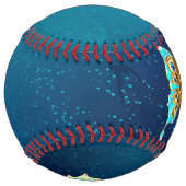 青い背景にチョウが黄金色に ソフトボール (正面)