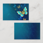 青い背景にチョウが黄金色に 名刺 (正面/裏面)