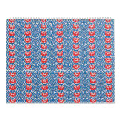 青い背景にデザインが赤と白ある カレンダー (カバー)