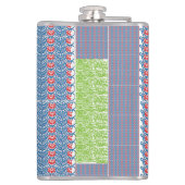 青い背景にデザインが赤と白ある フラスク (裏面)