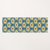 青い背景にヒマワリYoga Mat ヨガマット (正面(横))