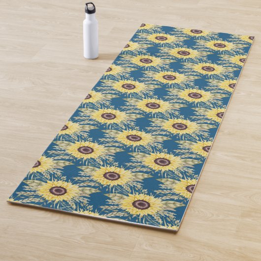 青い背景にヒマワリYoga Mat ヨガマット (インサイチュ)
