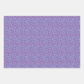 青い背景にピンク色の花 ラッピングペーパーシート (正面3)