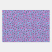 青い背景にピンク色の花 ラッピングペーパーシート (正面2)