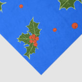 青い背景にホリー(Ilex)クリスマスモチーフ 薄葉紙 (詳細)