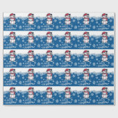 青い背景にボールが付いた野球のクリスマス ラッピングペーパー (フラット)