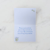 青い背景にワイルドフラワーが入ったアンティークボトル サンキューカード (内部)