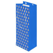 青い背景に可愛いコギ模様 ワインギフトバッグ (裏面アングル)