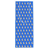 青い背景に可愛いコギ模様 ワインギフトバッグ (裏面)